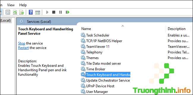 chọn Touch Keyboard and Handwriting Panel Service