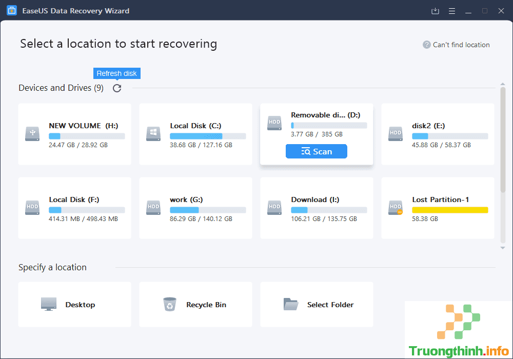 Phần mềm hiện file ẩn EaseUS Data Recovery Wizard