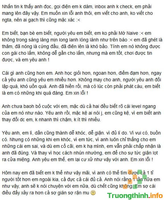 Những câu xin lỗi người yêu hay, chân thành, đơn thư xin lỗi người yêu hài hước làm người yêu hết giận