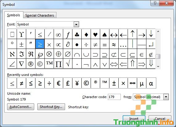 Cách gõ dấu lớn hơn hoặc bằng, nhỏ hơn hoặc bằng trong Excel, Word