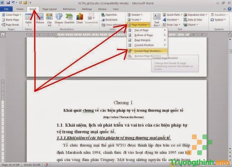 Cách đánh số trang bất kỳ trong Word 2010 theo ý muốn