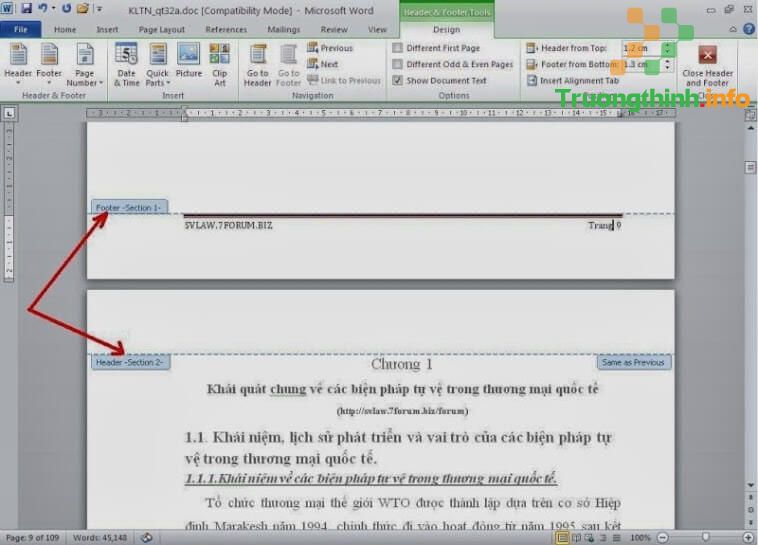 Cách đánh số trang bất kỳ trong Word 2010 theo ý muốn