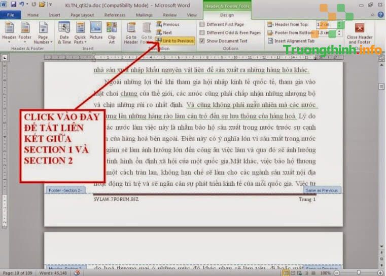Cách đánh số trang bất kỳ trong Word 2010 theo ý muốn