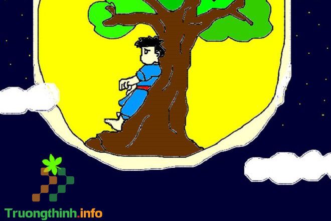                       Hình ảnh chị Hằng Nga và chú Cuội ngồi gốc cây đa trên cung trăng đẹp