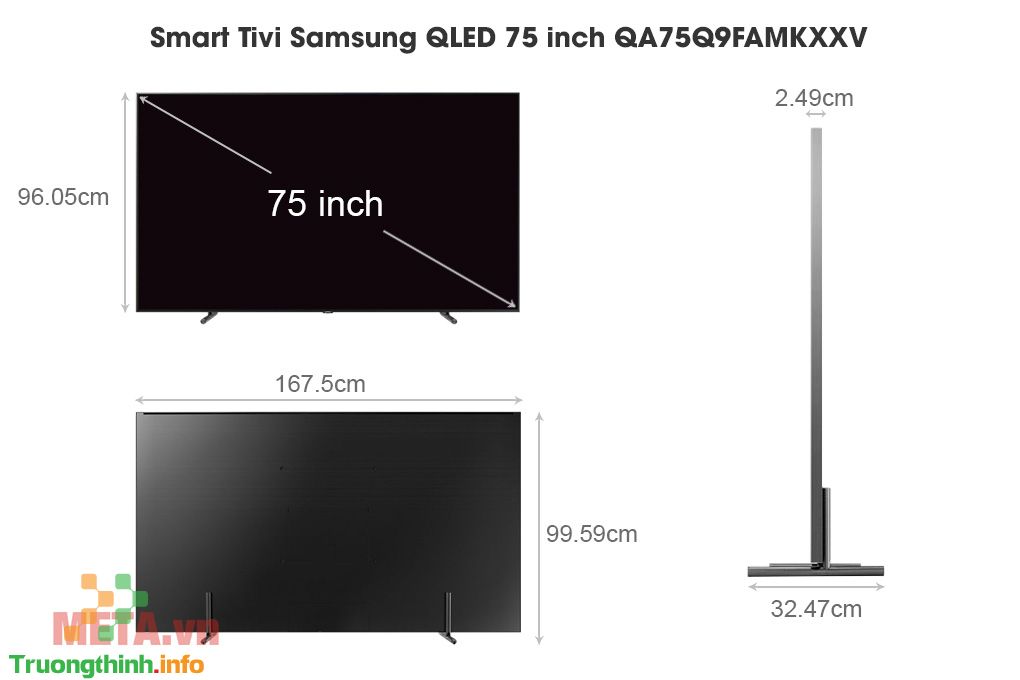                       Kích thước tivi 75 inch của Samsung, LG