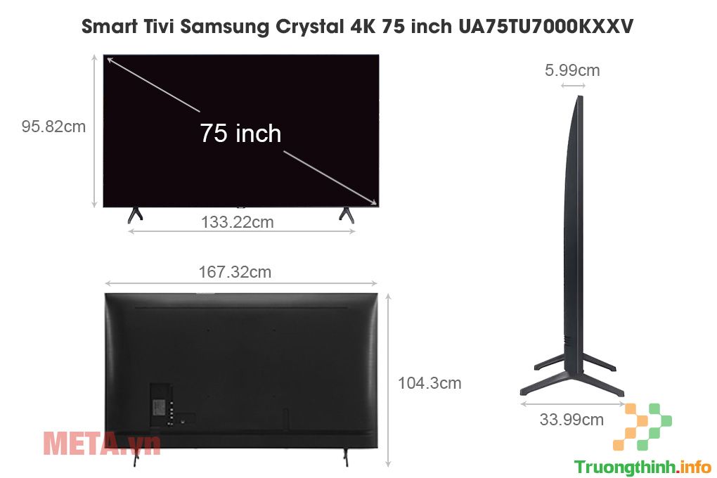                       Kích thước tivi 75 inch của Samsung, LG