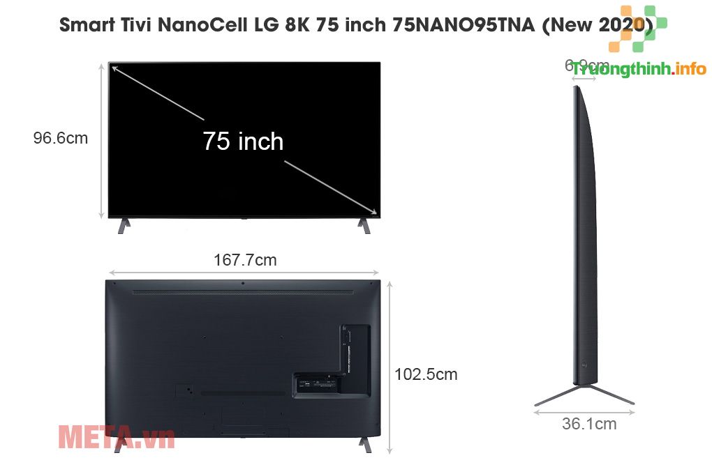                       Kích thước tivi 75 inch của Samsung, LG