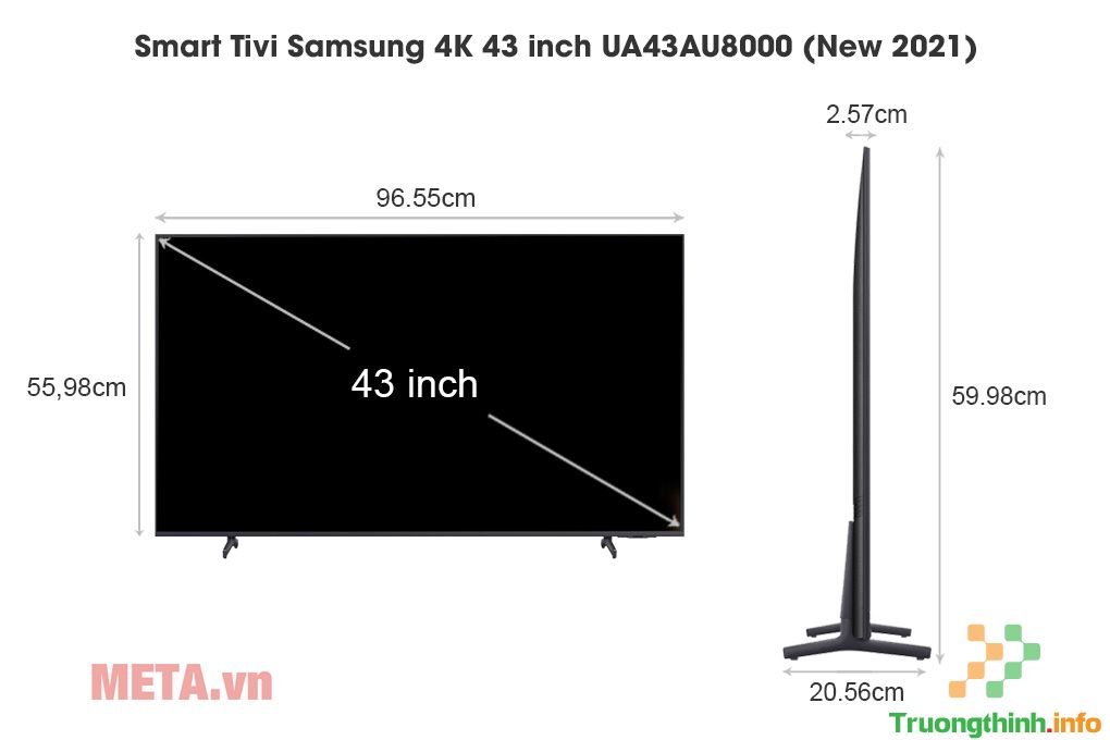                       Kích thước TV 43 inch của Samsung, Sony, LG