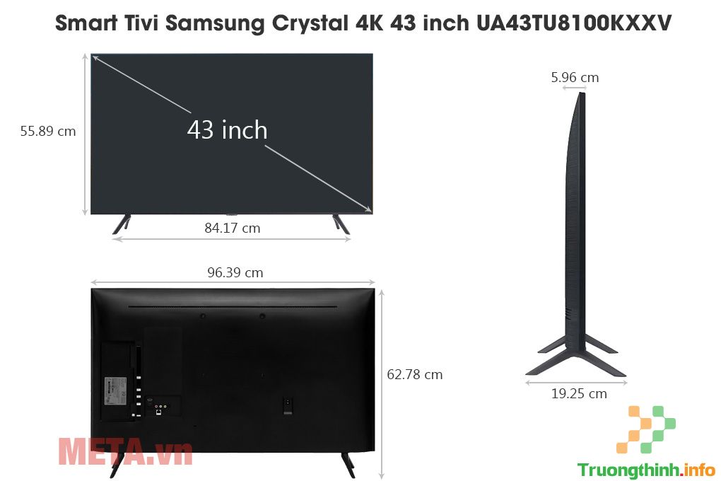                       Kích thước TV 43 inch của Samsung, Sony, LG