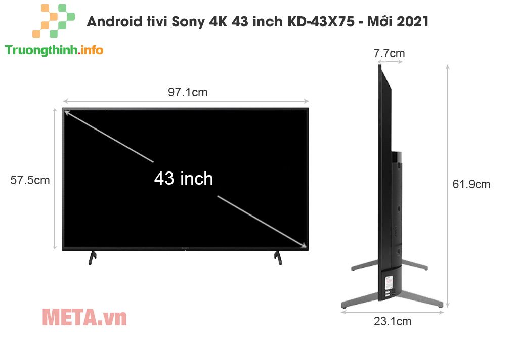                       Kích thước TV 43 inch của Samsung, Sony, LG