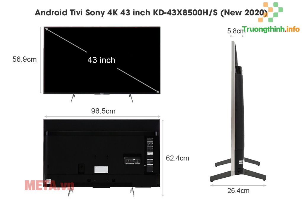                       Kích thước TV 43 inch của Samsung, Sony, LG