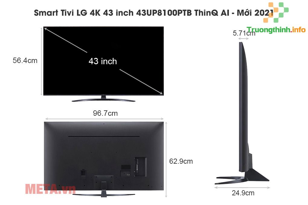                       Kích thước TV 43 inch của Samsung, Sony, LG