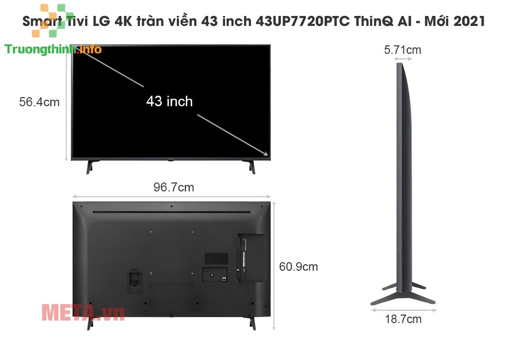                       Kích thước TV 43 inch của Samsung, Sony, LG