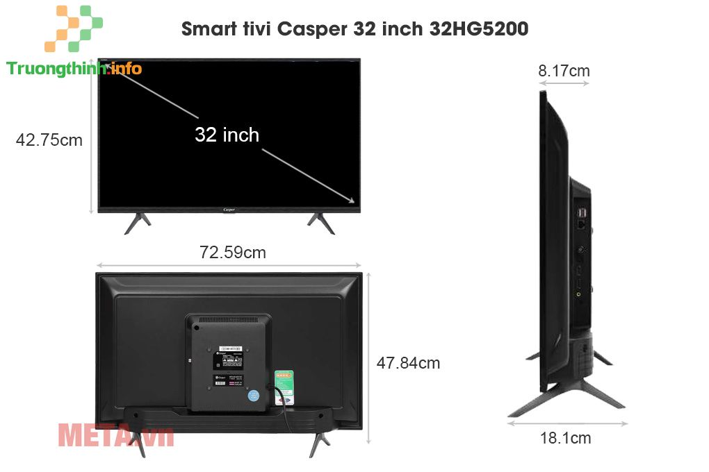 Kích thước TV 32 inch thông dụng nhất