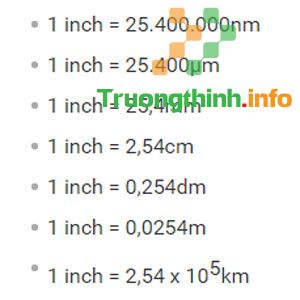                       1 inch bằng bao nhiêu mét, cm, mm - Đổi inches sang cm, mm, m