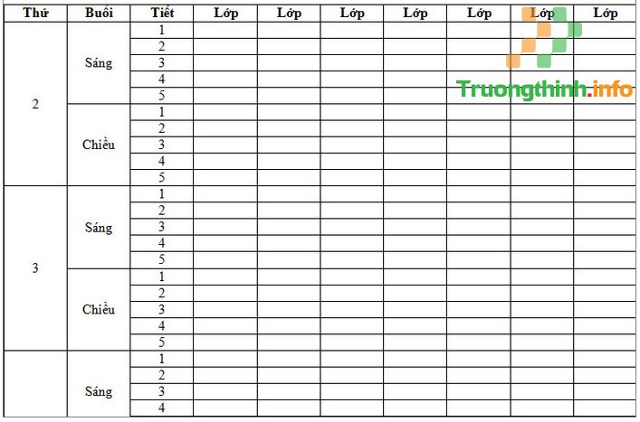 Các mẫu thời khóa biểu đẹp file Word, Excel