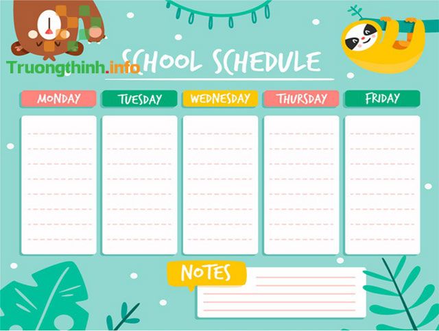 Các mẫu thời khóa biểu đẹp file Word, Excel