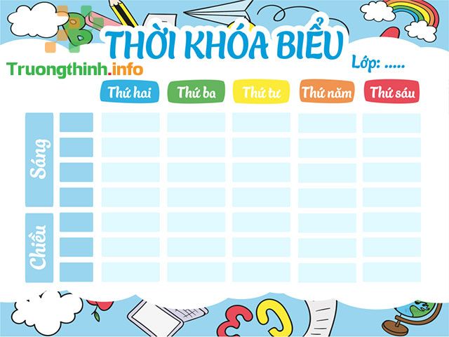 Các mẫu thời khóa biểu đẹp file Word, Excel