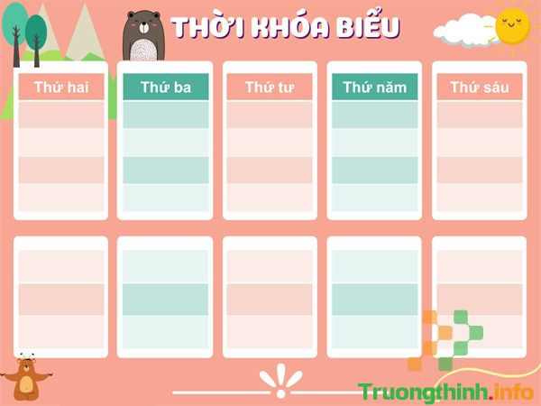 Các mẫu thời khóa biểu đẹp file Word, Excel