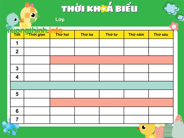 Các mẫu thời khóa biểu đẹp file Word, Excel