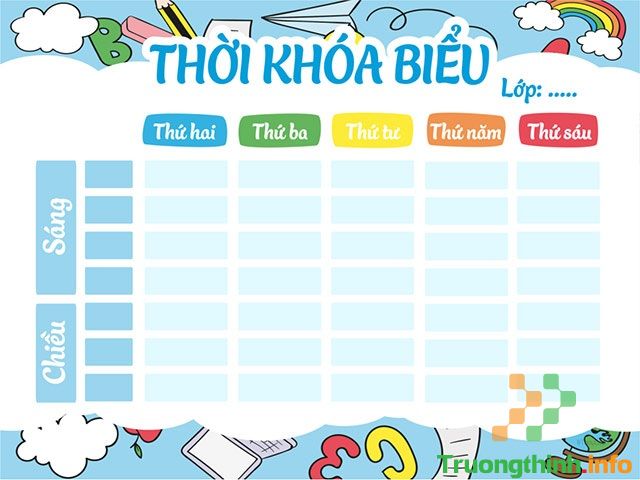                       Các mẫu thời khóa biểu đẹp, đơn giản, cute nhất