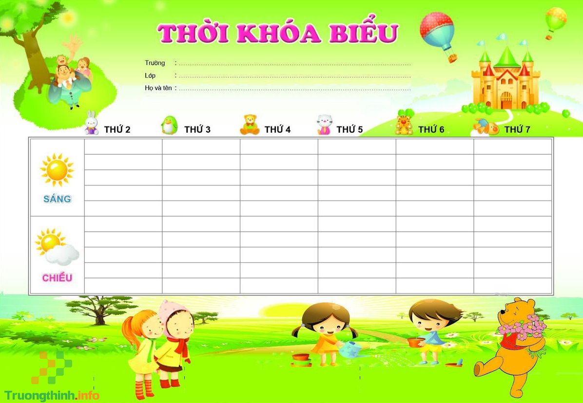                       Các mẫu thời khóa biểu tiểu học đẹp, cute cho lớp 1 - lớp 5