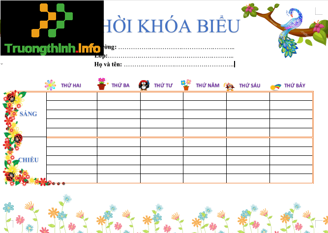                       Các mẫu thời khóa biểu tiểu học đẹp, cute cho lớp 1 - lớp 5