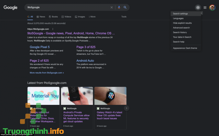  Cách bật chế độ Dark Mode cho Google Search 