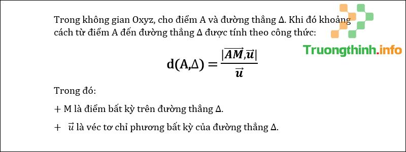 Công thức tính khoảng cách từ 1 điểm đến đường thẳng trong không gian - Tin Công Nghệ