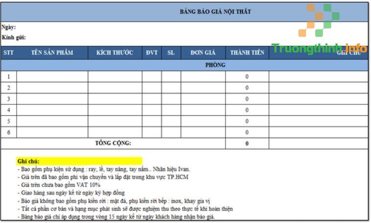                       Tải mẫu bảng báo giá sản phẩm, dịch vụ đẹp gửi khách hàng bản Word