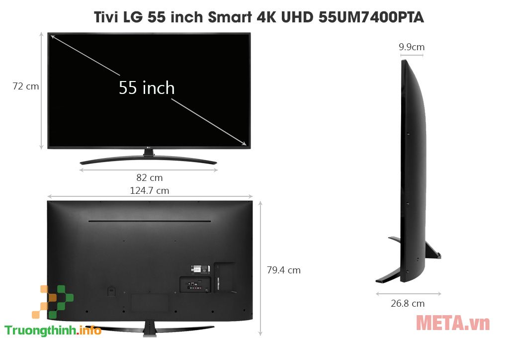                       Kích thước TV 55 inch của Sony, LG, Samsung
