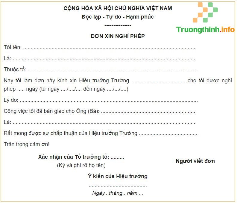                       Mẫu đơn xin nghỉ phép, thôi việc của giáo viên