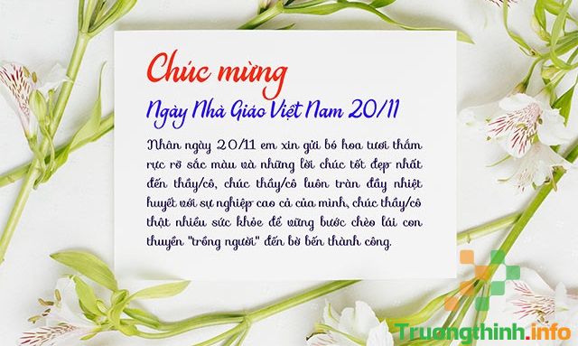                       Thiệp và những lời tri ân cảm ơn thầy cô nhân ngày 20/11 hay nhất