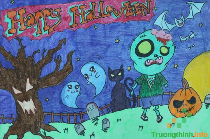  Cách vẽ tranh đề tài lễ hội Halloween đơn giản, đẹp