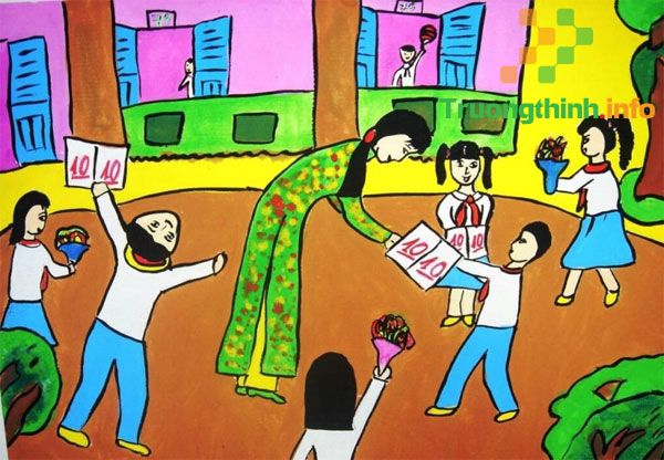                           Tranh vẽ 20/11 đề tài ngày Nhà giáo Việt Nam đẹp