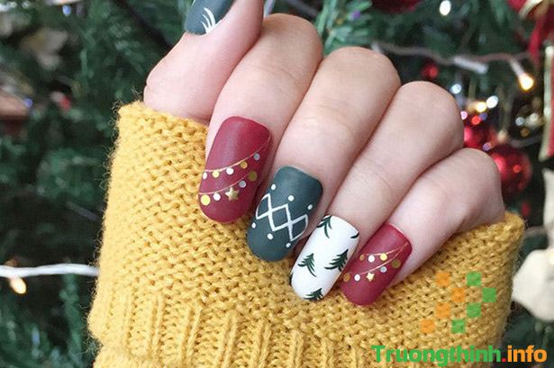                           Mẫu nail Noel 2021 cute, nail Giáng Sinh đơn giản mà đẹp