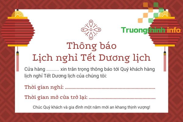                           Mẫu thông báo nghỉ Tết 2022 của Doanh nghiệp, Cơ quan, Cửa hàng