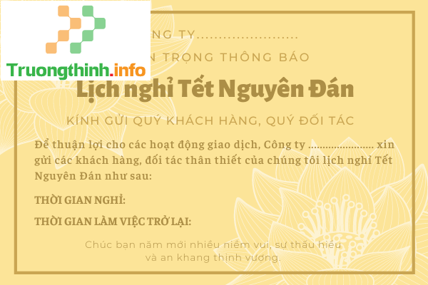                           Mẫu thông báo nghỉ Tết 2022 của Doanh nghiệp, Cơ quan, Cửa hàng