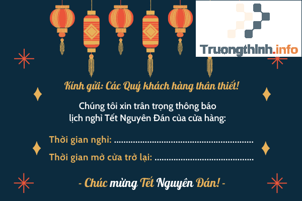                           Mẫu thông báo nghỉ Tết 2022 của Doanh nghiệp, Cơ quan, Cửa hàng