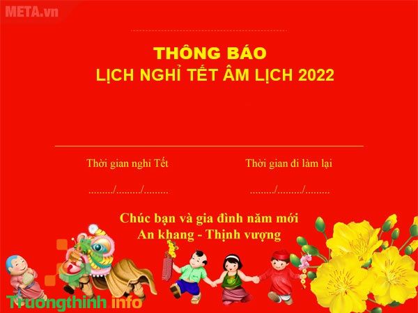                           Mẫu thông báo nghỉ Tết 2022 của Doanh nghiệp, Cơ quan, Cửa hàng