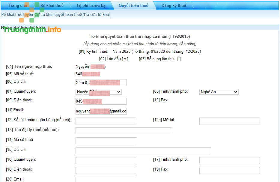                           Hướng dẫn cách quyết toán thuế thu nhập cá nhân (TNCN) online