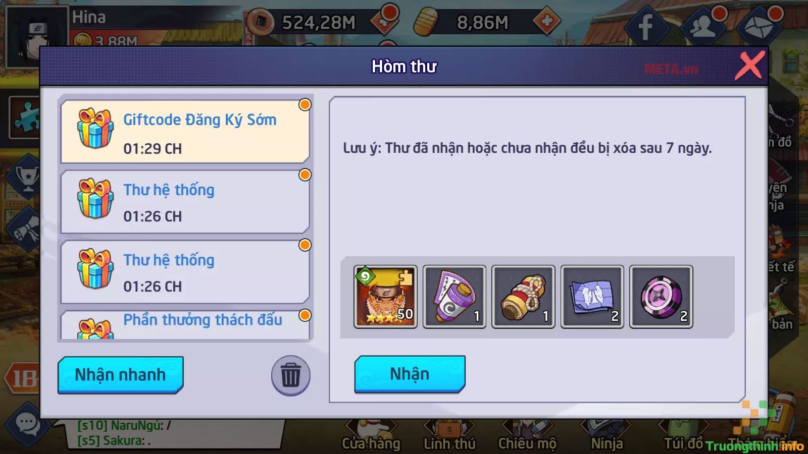 Code game Huyền thoại nhẫn giả mới nhất và cách nhập