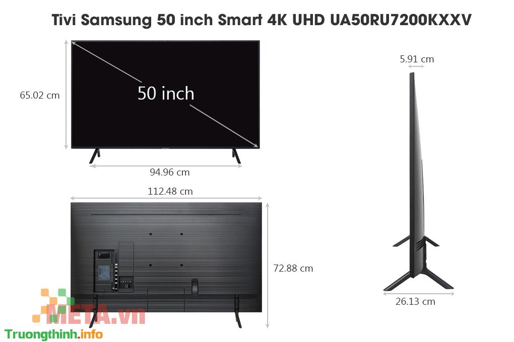 1️⃣】 Kích thước TV 50 inch của Samsung, LG và Sony - Trường Thịnh ™