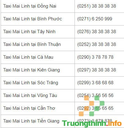                           Số điện thoại taxi Mai Linh, tổng đài taxi Mai Linh 63 tỉnh thành cả nước