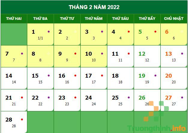                           Tháng 2 năm 2022 có bao nhiêu ngày theo Âm lịch, Dương lịch?