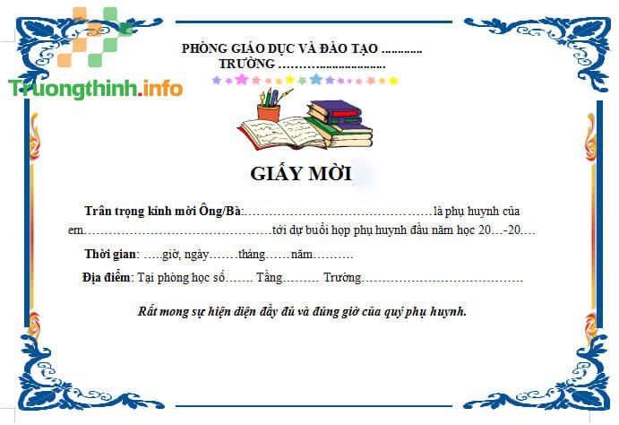                           6 Mẫu giấy mời họp phụ huynh đẹp, trang trọng nhất