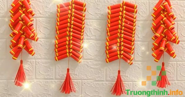 Cách làm tràng pháo, dây pháo bằng giấy treo Tết