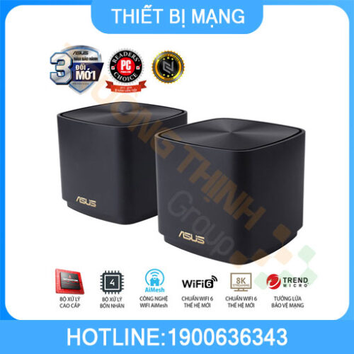 Bộ phát wifi ASUS XD4 (B-2-PK) Mesh wifi 6, Chuẩn AX1800 - màu đen