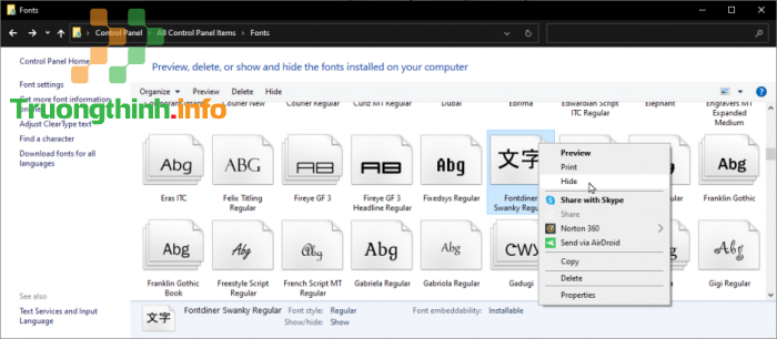  Cách quản lý phông chữ trong Windows 