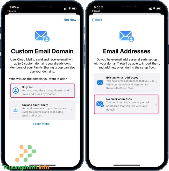 Cách thiết lập miền email tuỳ chỉnh với iCloud Mail trên iPhone
